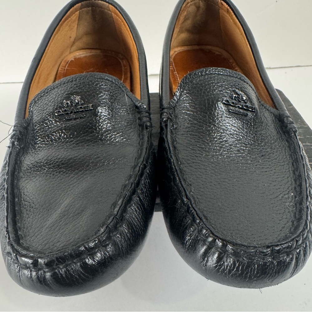 Coach Amber Driving Loafers Black Pebbled Leather Moccasins Women's 7.5B - Picture 7 of 10